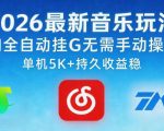 2026最新音乐玩法AI全自动挂G玩法，无需手动操作，单机月入5k+持久收益稳【揭秘】
