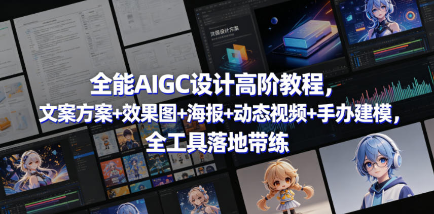 全能AIGC设计高阶实战训练营:文案+海报+视频+3D建模全工具落地带练-鱼渣资源