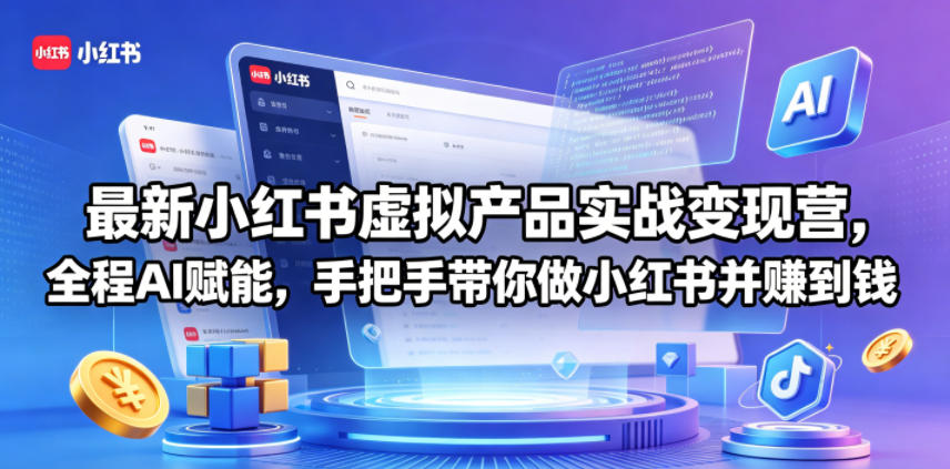 小红书虚拟产品实战变现营:AI赋能,零门槛教学,助你快速实现财富自由-鱼渣资源