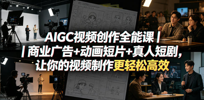 AIGC视频创作全能课：轻松高效制作商业广告、动画短片与真人短剧-鱼渣资源