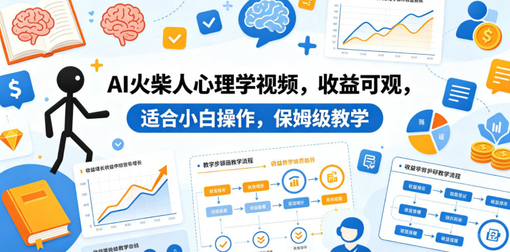 AI火柴人心理学:高收入潜力,零基础也能轻松上手的全流程教学-鱼渣资源