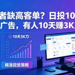 自由职业者缺高客单？日投10刀搞FB+INS广告，有人10天赚3K刀！【原创双语字幕】