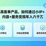 高客单产品，如何通过小IP+内容+服务变现年入六干W