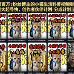 抖音百万粉丝博主的小猫生活科普视频教学，流量大起号快，创作者伙伴计划|分成计划|商单|收徒等