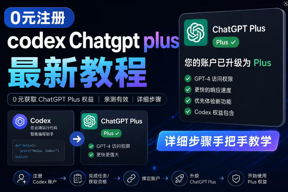 0元全自动注册Codex GPT Plus最新教程 0元全自动注册Codex GPT Plus最新教程