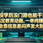 没学历没门路也能干！用AI搞定教育动画，一单纯賺700+，全靠信息差闷声发大财【揭秘】