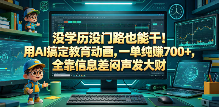 学历门槛低!用AI制作教育动画轻松月入700+,靠信息差悄悄赚钱【揭秘】-鱼渣资源
