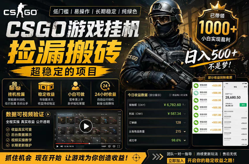 月入过万？揭秘CSGO手游轻松躺赚高收入