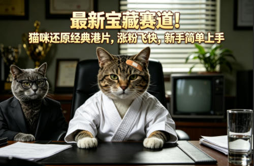 猫咪还原经典港片！趣味短视频创作，快速涨粉技巧