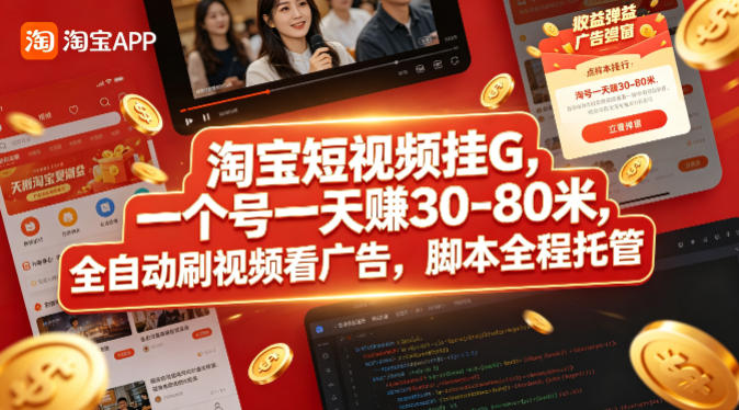 淘宝挂机，轻松月入过万！专业团队自动刷视频，揭秘高效赚钱秘诀