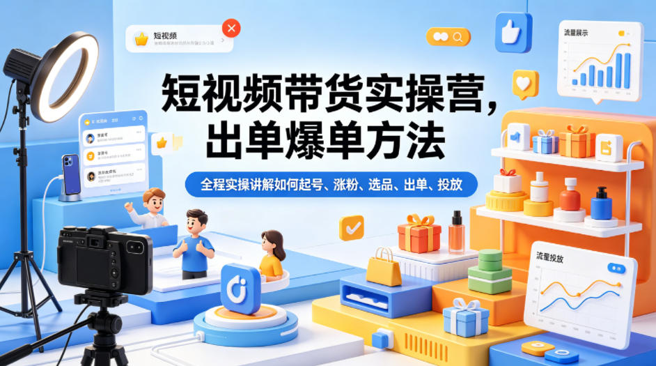 短视频带货实操技巧：从零开始手把手教你快速起号涨粉、精准选品出单爆单
