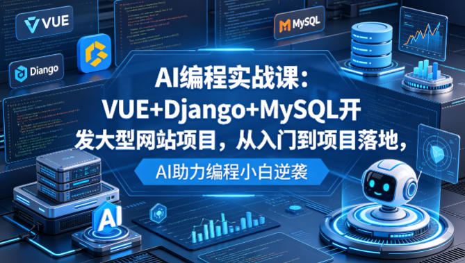 AI编程实战课：VUE+Django+MySQL从零到项目落地，助力编程小白逆袭