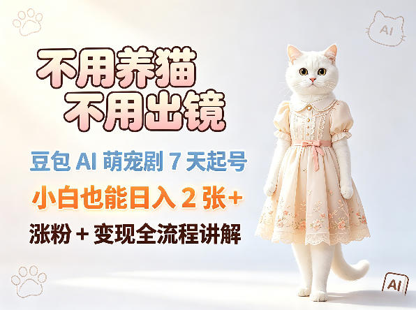 AI萌宠创业：7天快速起号，小白也能轻松日入，涨粉变现全解析