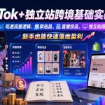 TikTok+独立站跨境基础实战课，吃透流量逻辑、爆款选品、直播投流与独立站搭建，新手也能快速落地盈利