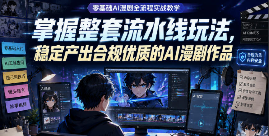 从零开始：AI漫剧全流程制作，轻松打造高产优质合规作品-鱼渣资源