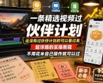一条精选视频过伙伴计划，还没有过伙伴计划的可以看过来，超详细的实操教程，不用花米自己操作就可以过
