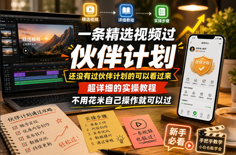 一条精选视频过伙伴计划，还没有过伙伴计划的可以看过来，超详细的实操教程，不用花米自己操作就可以过-水滴知识网