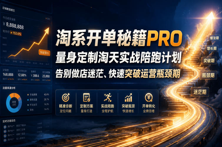 淘系开单秘籍PRO，量身定制淘天实战陪跑计划，告别做店迷茫、快速突破运营瓶颈期（2026年6月22日）-球球资源网