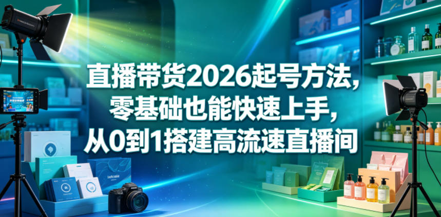 直播带货2026起号方法,零基础也能快速上手,从0到1搭建高流速直播间-水滴知识网