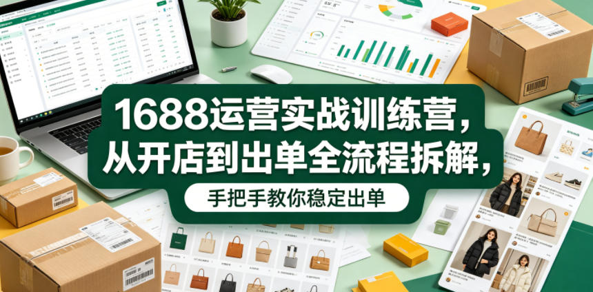 1688运营实战训练营,从开店到出单全流程拆解,手把手教你稳定出单-水滴知识网