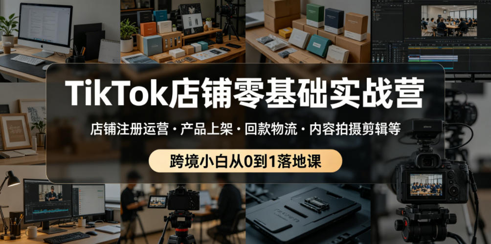 TikTok店铺零基础实战营,店铺注册运营・产品上架・回款物流・内容拍摄剪辑等 ,跨境小白从0到1落地课-水滴知识网