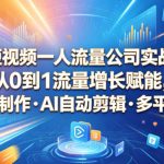 AI短视频一人流量公司实战课，从0到1流量增长赋能，数字人制作・AI自动剪辑・多平台变现，一人做流量生意全落地教程