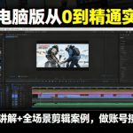 剪映电脑版从0到精通实战课，全功能讲解+全场景剪辑案例，做账号接单变现
