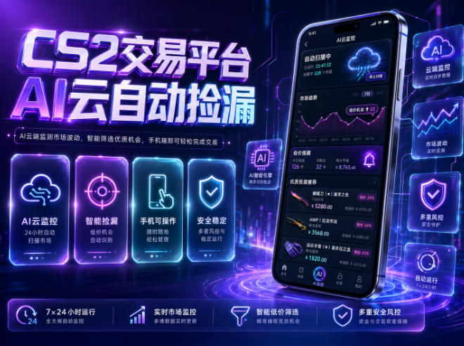 CS2交易平台AI云自动捡漏,多年稳定运行,无需手机,支持任何形式验证,日入300+【揭秘】-球球资源网