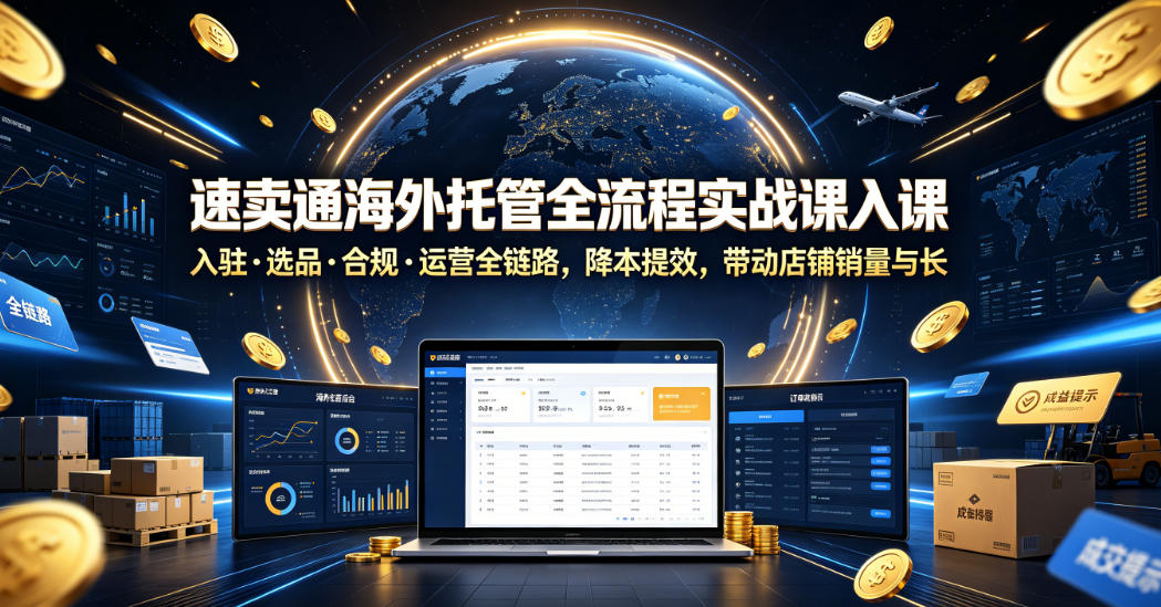 速卖通海外托管全流程实战课入驻・选品・合规・运营全链路,降本提效,带动店铺销量与收益增长-球球资源网