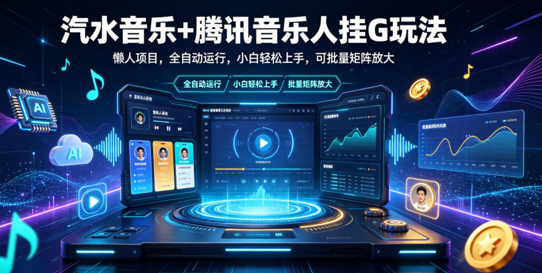 汽水音乐+腾讯音乐人挂G玩法，懒人项目，全自动运行，小白轻松上手，可批量矩阵放大【揭秘】-水滴知识网