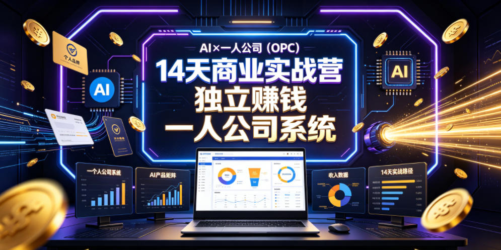 AI×一人公司(OPC)14天商业实战营,用AI帮你搭建一个属于你自己的、能独立賺钱的一人公司系统-水滴知识网