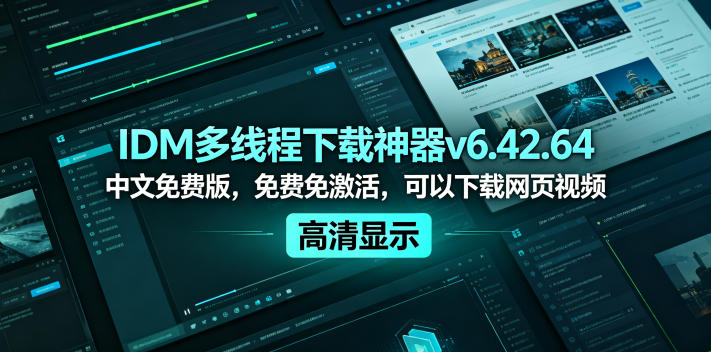 IDM多线程下载神器v6.42.64中文免费版,免费免激活,可以下载网页视频(例如飞书文档内的视频)-水滴知识网