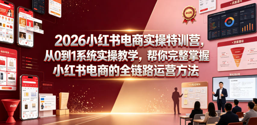 2026小红书电商实操特训营,从0到1系统实操教学,帮你完整掌握小红书电商的全链路运营方法-水滴知识网
