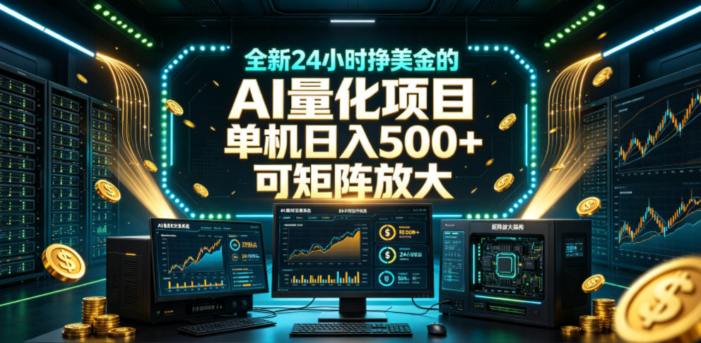 全新24小时挣美金的AI量化项目,单机日入500+,每天见收益,可矩阵放大【揭秘】-球球资源网