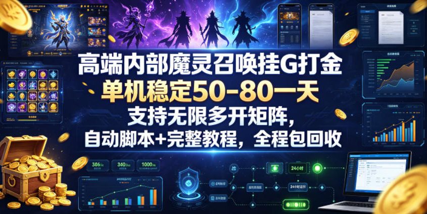 高端内部魔灵召唤挂G打金,单机稳定50-80一天,支持无限多开矩阵,自动脚本+完整教程,全程包回收【揭秘】-水滴知识网