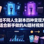 体验不同人生副本四种变现方式，适合新手做的AI题材视频