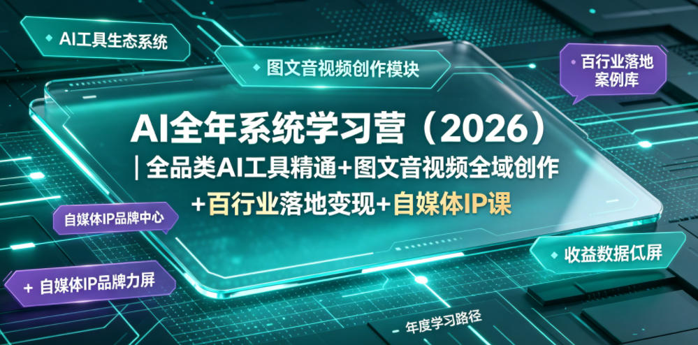 AI全年系统学习营（2026）｜全品类AI工具精通+图文音视频全域创作+百行业落地变现+自媒体IP打造年度进阶大课-水滴知识网