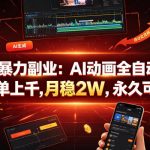 2026暴力副业：AI动画全自动生成，一单上千，月稳2W，永久可做【揭秘】