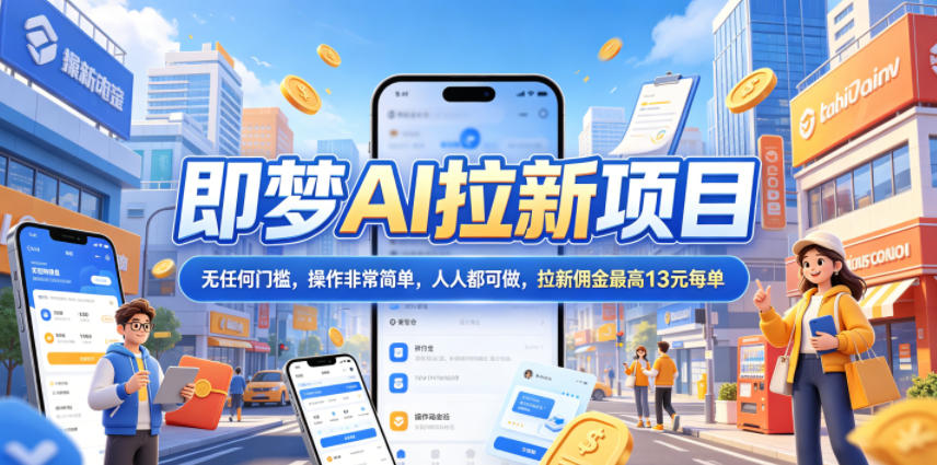 2026年即梦AI拉新项目最新玩法，无任何门槛，操作非常简单，人人都可做，拉新佣金最高13米每单（更新6月24日）-球球资源网