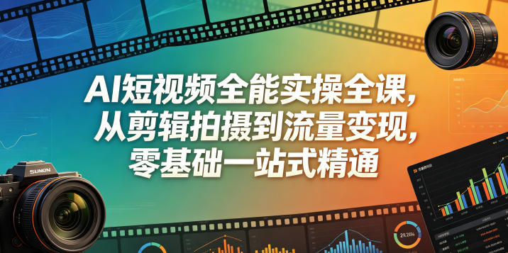 AI短视频全能实操全课,从剪辑拍摄到流量变现,零基础一站式精通-水滴知识网