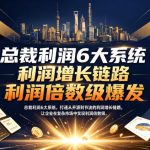 总裁利润6大系统，打通从开源到节流的利润增长链路，让企业在复杂市场中实现利润倍数级爆发