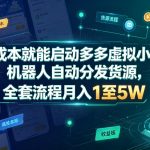 低成本就能启动多多虚拟小店，机器人自动分发货源，全套流程月入1至5W