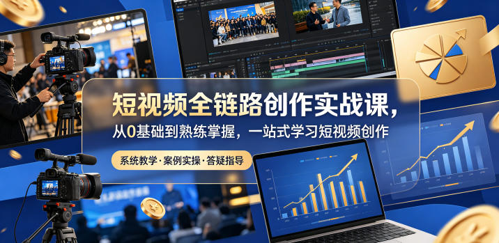 短视频全链路创作实战课,从0基础到熟练掌握,一站式学习短视频创作-木木学长网创分享