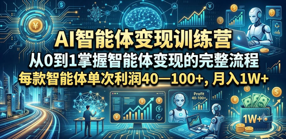 AI智能体变现训练营，从0到1掌握智能体变现的完整流程，每款智能体单次利润40—100+，月入1W+-水滴知识网