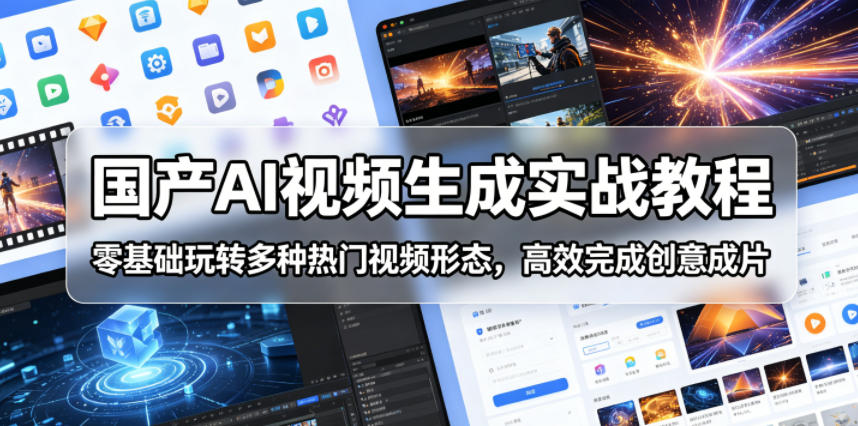 国产AI视频生成实战教程，零基础玩转多种热门视频形态，高效完成创意成片-木木学长网创分享