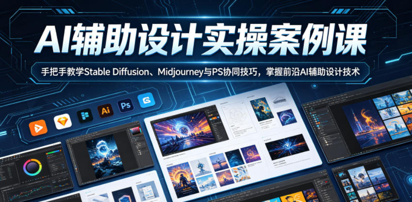 AI辅助设计实操案例课，手把手教学Stable Diffusion、Midjourney与PS协同技巧，掌握前沿AI辅助设计技术-水滴知识网