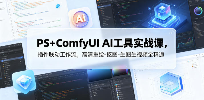 PS+ComfyUI AI工具实战课，插件联动工作流，高清重绘-抠图-生图生视频全精通-水滴知识网