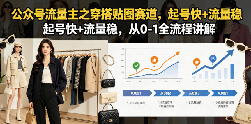 公众号流量主之穿搭贴图赛道，起号快+流量稳，从0-1全流程讲解-水滴知识网