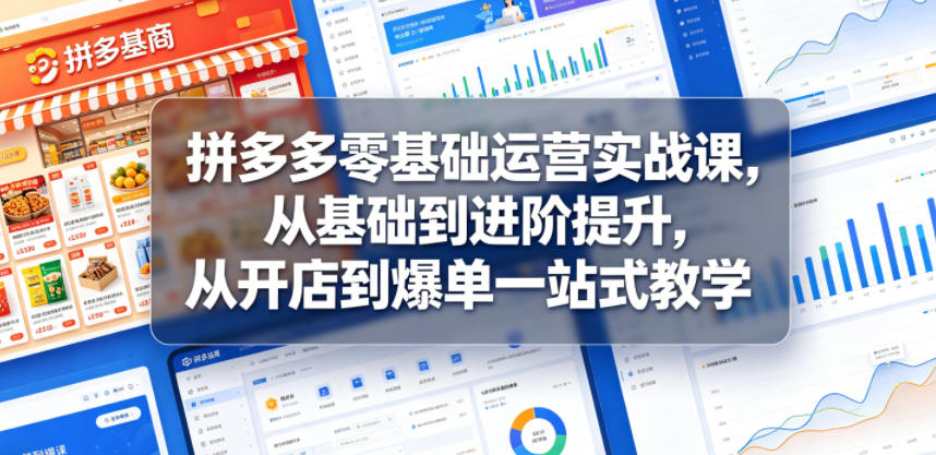 拼多多零基础运营实战课，从基础到进阶提升，从开店到爆单一站式教学-水滴知识网
