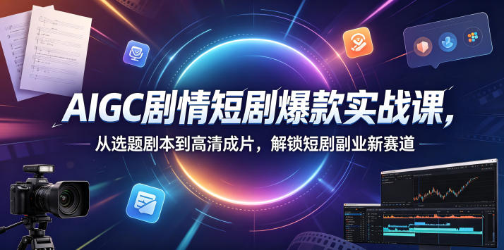 AIGC剧情短剧爆款实战课,从选题剧本到高清成片,解锁短剧副业新赛道-水滴知识网